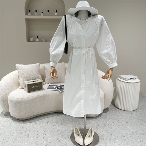 

dresses spring female summer niche design fashion white shirt loose dress, Black;gray