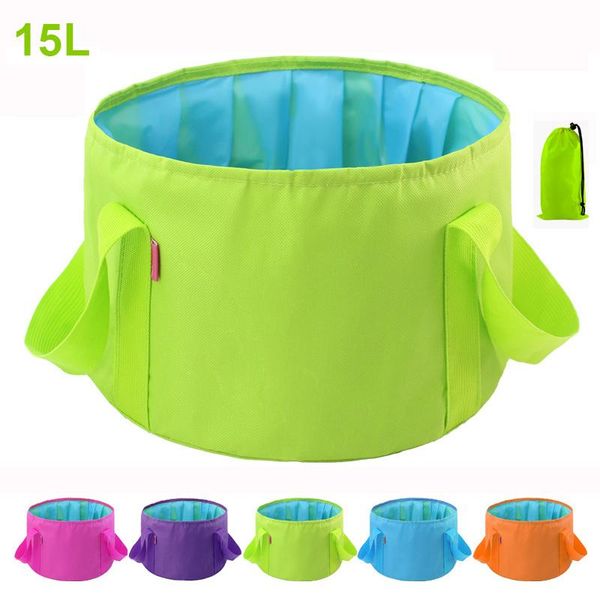 

outdoor bags 15l foldable collapsible water basin hygiene travel camping washbasin portable fishing bucket(gift storage bag)