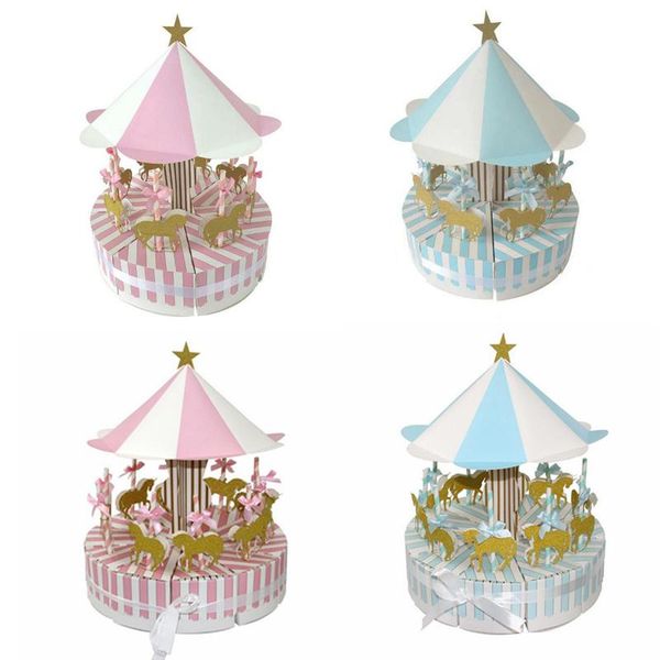 

gift wrap 1set carousel box wedding favors souvenirs guests party baby shower anniversaire creative paper cake kids decoration