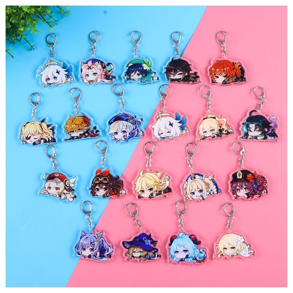 

genshin impact account game cartoon surrounding pendant acrylic keychain transparent doublesided small pendant, Silver