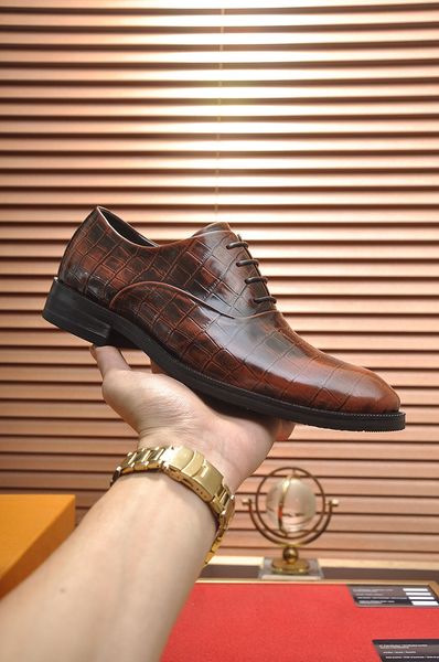 

genuine leather mens casual shoes luxury party designer dress shoes men oxfords shoes british trendy brogue shoe lace-up plus size 38-45, Black