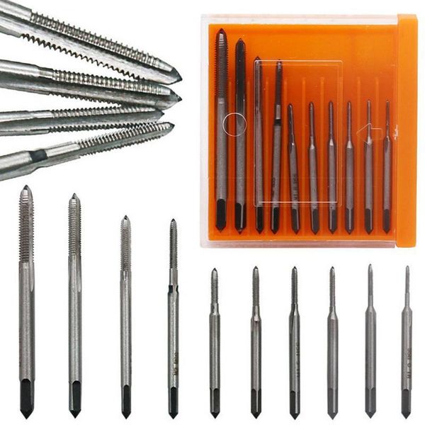 

professional hand tool sets 10pcs mini m1 - m3.5 screw tap titanium coating drill metric straight flute thread clocks watches repair tools