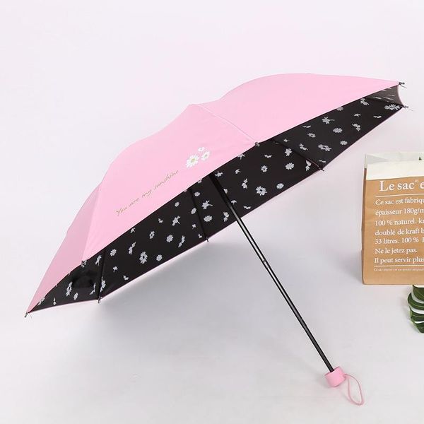 

umbrellas 8 bone small daisy umbrella sunscreen anti-ultraviolet parasol three fold folding fresh cute lady