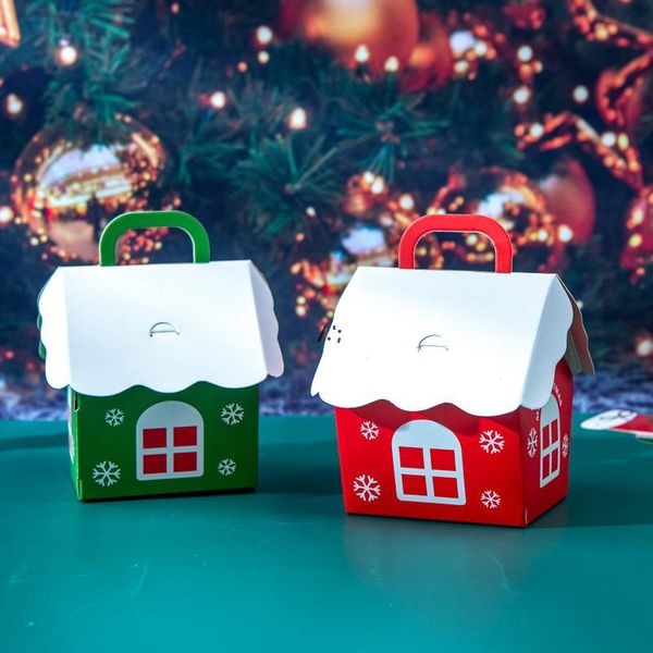 Weihnachtsgeschenk Verpackungsbox Kinder Süßigkeiten Packung Boxen Weihnachten Party Dekoration Haus geformte tragbare Lagerorganisatoren LLD11092