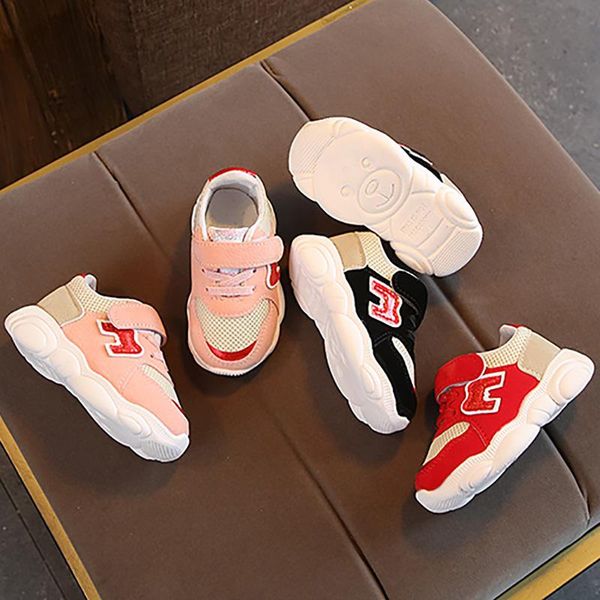 

sneakers fashion sport shoes boys girls casual mesh breathable running for baby 0-6t born, Black;red