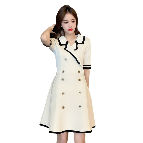

casual dresses autumn winter women korean 2021 wholesale arrival short-sleeved a-line knitted dress popule ol, Black;gray
