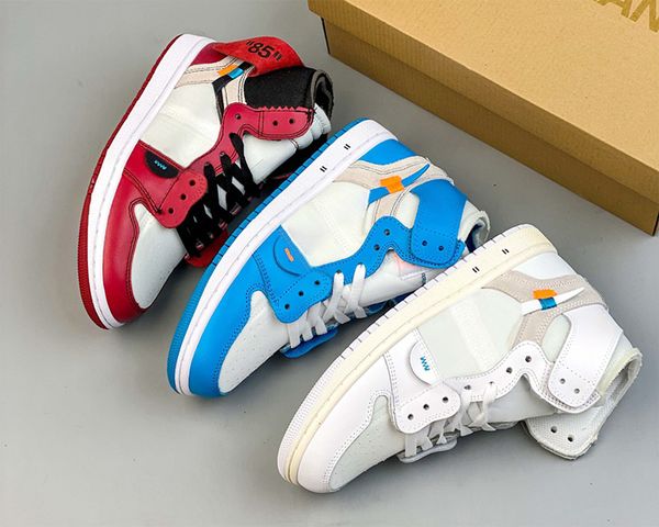 

authentic high og 1s mens basketball shoes jumpman 1 off joint design unc blue chicago red university canary white womens outdoor leisure sn, Black