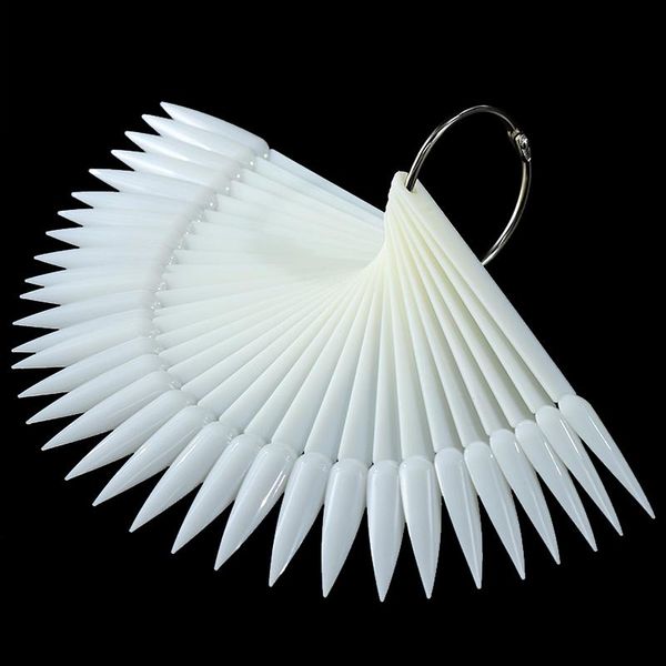 

false nails 40pcs nail tips gel polish practice card display long stiletto sharp showing stick chart palette buckle ring manicure tool, Red;gold