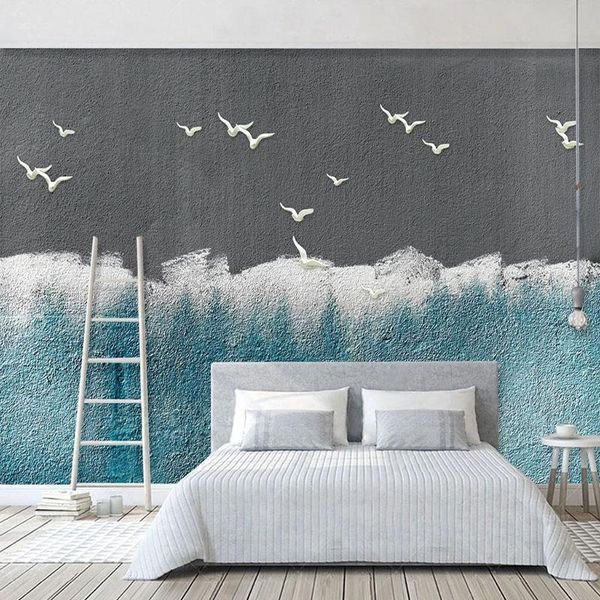 

wallpapers custom mural wallpaper modern abstract 3d forest snow mountain flying bird nordic living room tv background wall painting fresco