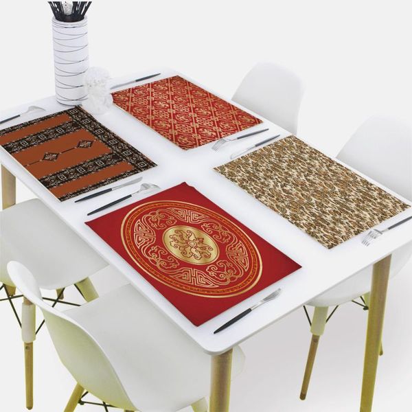 

mats & pads vintage pattern placemat for dining table flowers drink 32x42cm plant rectangle tableware mat kitchen decoration