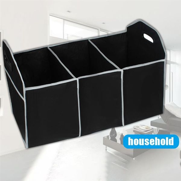 

car organizer multipurpose trunk storage box collapsible non-woven with 3 compartments sturdy bag large capacity