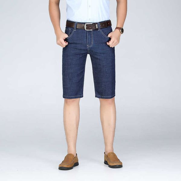 Sommer Herren Thin Denim Shorts Business Casual Lose Gerade Stretch Plus Size Jeans Männliche Große Marke Slim Pants 210531