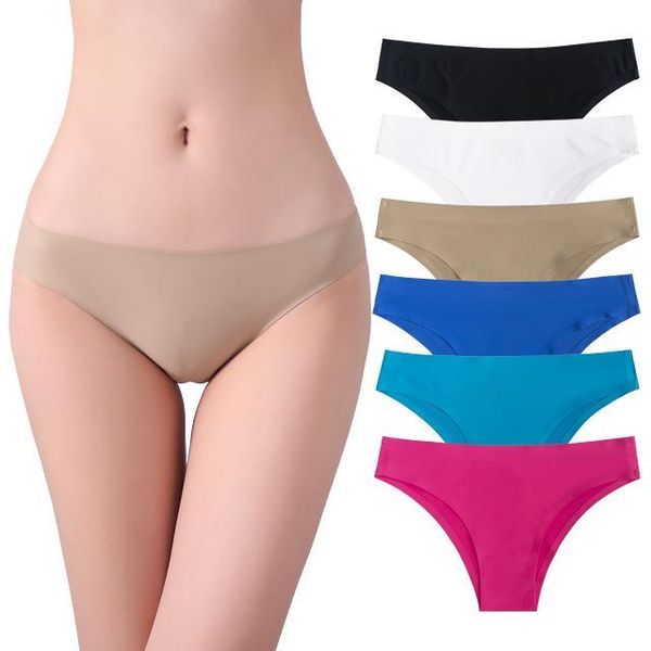

women's panties g-string ice silk underwear comfortable casual t back female solid color low waist thong intimate lingerie, Black;pink
