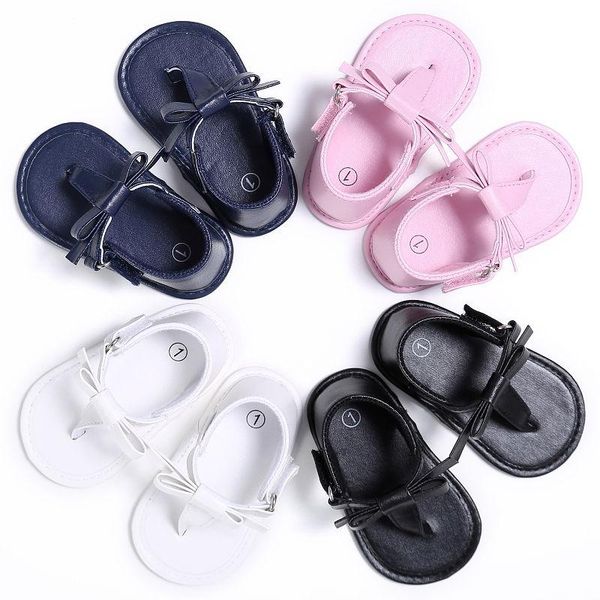 

sandals 2021 ly summer fashion casual toddler baby girls shoes solid flat with heel hook bowknot  style 0-18m, Black;red