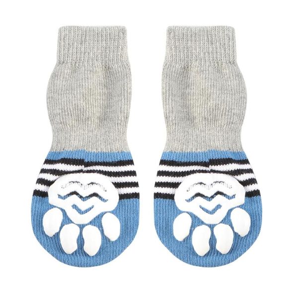 

dog apparel 4pcs pet socks non-slip anti-scratch breathable warm knitted for dogs puppy (size 2xl gray-blue panda patt