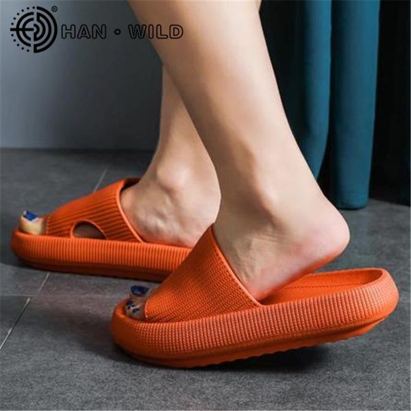 

thick sole women slippers 4.5cm heel ladies home platform flat shoes female non-slip outdoor slides couplese, Black