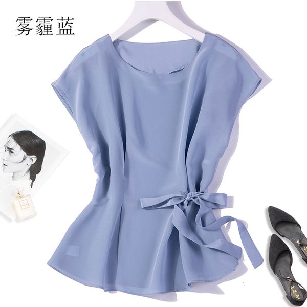 

coat women's 100% pure silk black shirt blouse crew neck short sleeves belted waist  l xl jn468, Tan;black