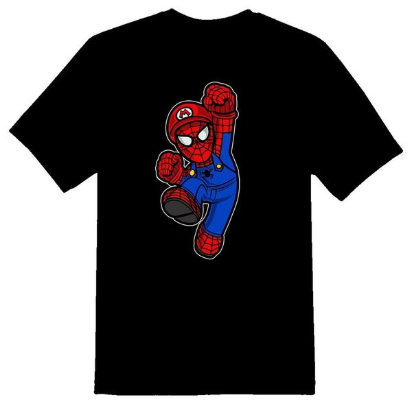 

spidey plumber cartoon character funny tee shirt black or white, White;black