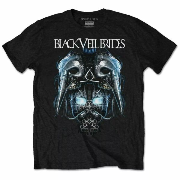 

black veil brides metal mask autorisÃ© t-shirt hommes, White;black