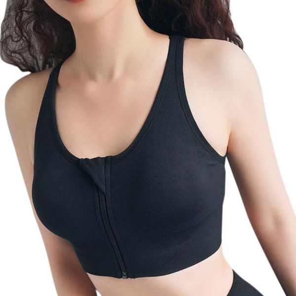 

bustiers & corsets women yoga sport bra zipper cross strappy backless workout bralette running vest, Black;white