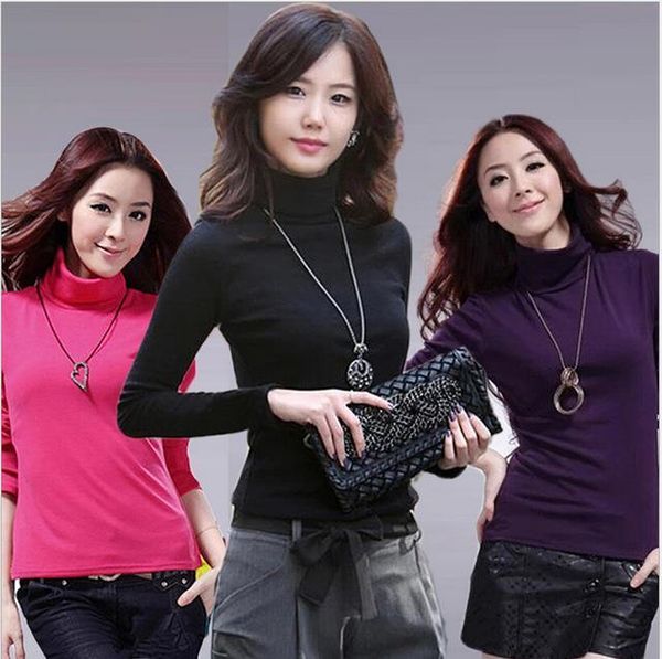 

fashion spring autumn womens sweater winter wool turtleneck pullovers long sleeve big size clothing 983, White;black