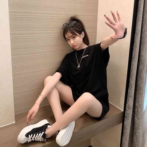 

crosin correct 21ss summer new ch sanskrit cross print crew neck t-shirt loose casual show thin large version brand 9uyf, White