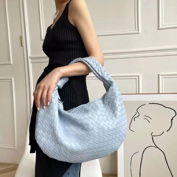 

evening bags 2021 fashion hand-woven woven bag luxury leather printing large-capacity shoulder ladies pu knotted handle casual hand