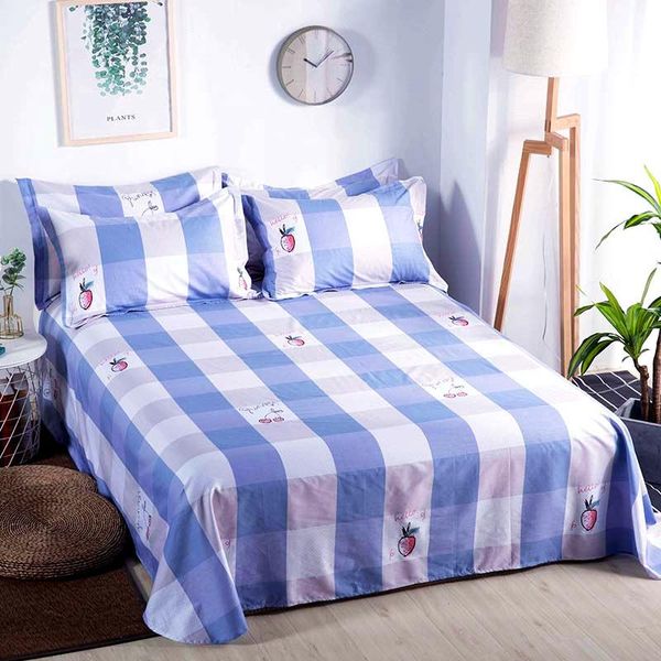 

sheets & sets plaid printed bed flat king queen twin full sizes mattress cover bedspread for double cotton twill sheet
