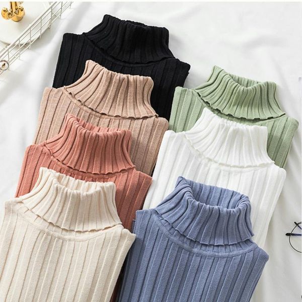 

women's sweaters 2021 autumn winter long sleeve turtleneck women sweater mujer knitted thread pullover solid slim pull femme black, White;black