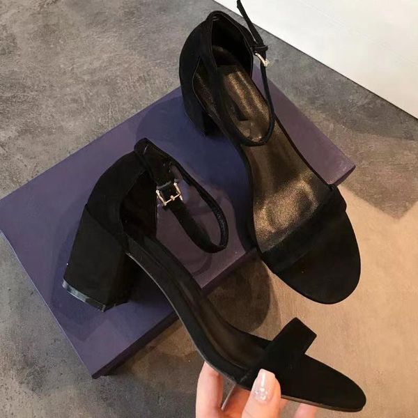

sandals chunky heels high shoes for women zapatos de mujer, Black
