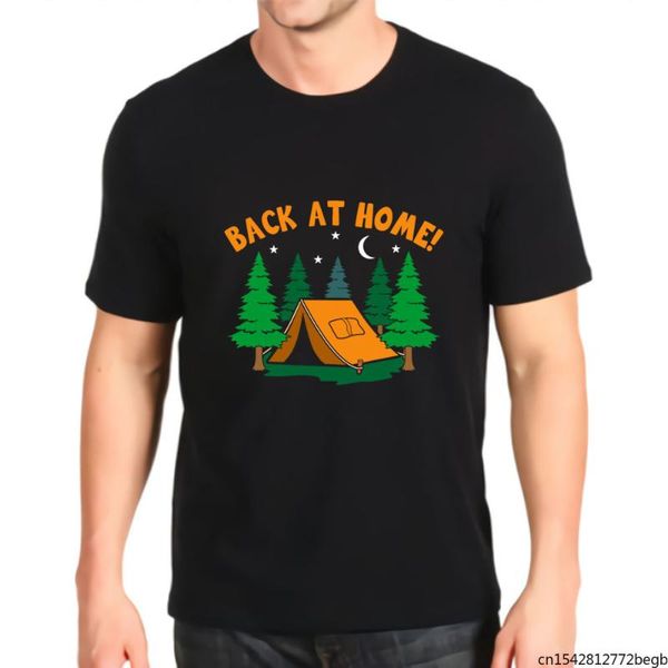 

men's t-shirts back at home camping outdoor t shirt, White;black