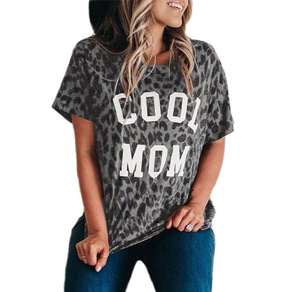 

plus size summer print letter t-shirt women leopard cool mom short sleeve 2021 t shirts female o neck casual tees mujer women's, White