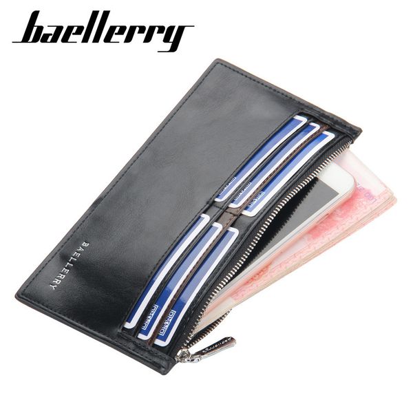 

baellerry men's multi slot thin zero wallet fashion horizontal card youth mobile phone bag, Red;black
