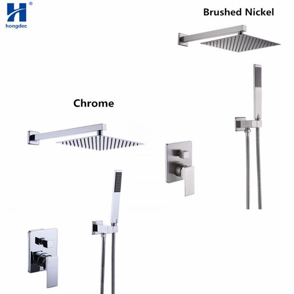 

hongdec bathroom wall mounted 10" rain shower system faucet set sets