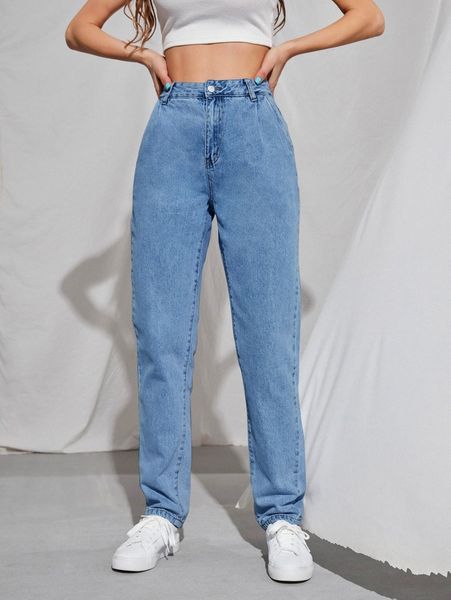 

high waist straight leg jeans k6ev#, Blue