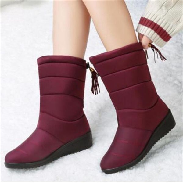

boots 2021 winter snow waterproof ankle for women female shoes booties plush warm mujer eu 35-44, Black