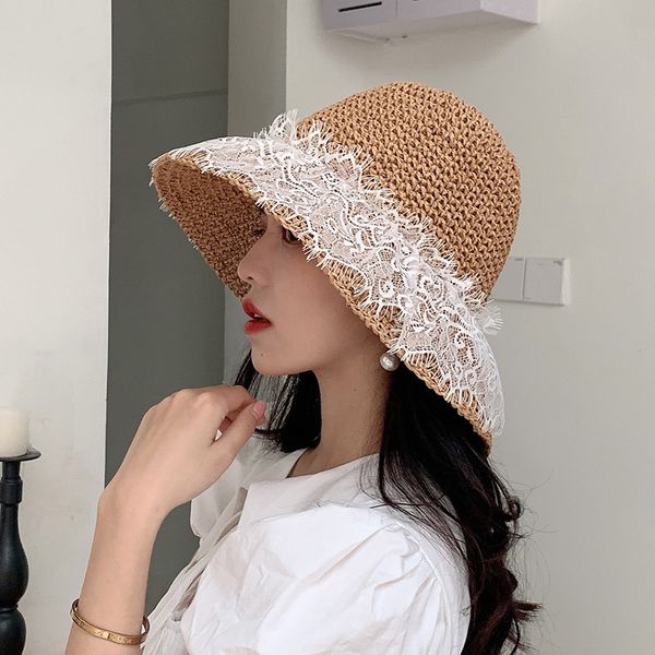 

fairy lace skirt fisherman's summer sun protection straw net red holiday hat