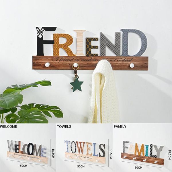 

hooks & rails clothes rack coat hook decorative non-marking nail install behind the door wooden porch wall hanger home decoration