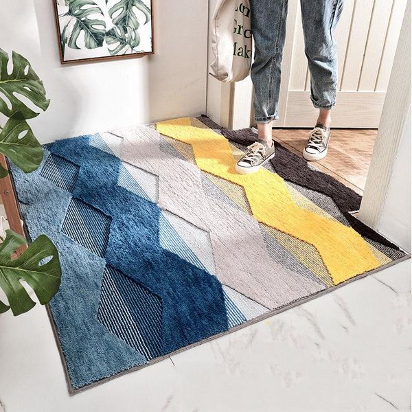

carpets nordic color geometry carpet bathroom absorbent foot pad non-slip floor rugs easy to clean toilet bathtub home decor doorma