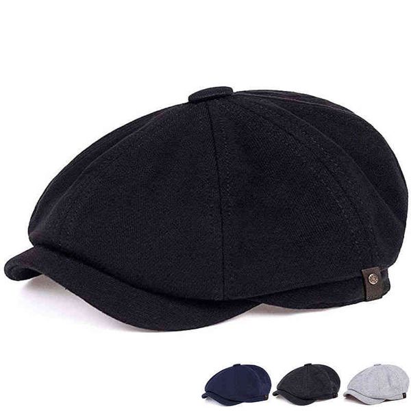 

retro octagonal hat all-match british newsboy hat men and women outing sunshade beret boina painter hat forward, Blue;gray