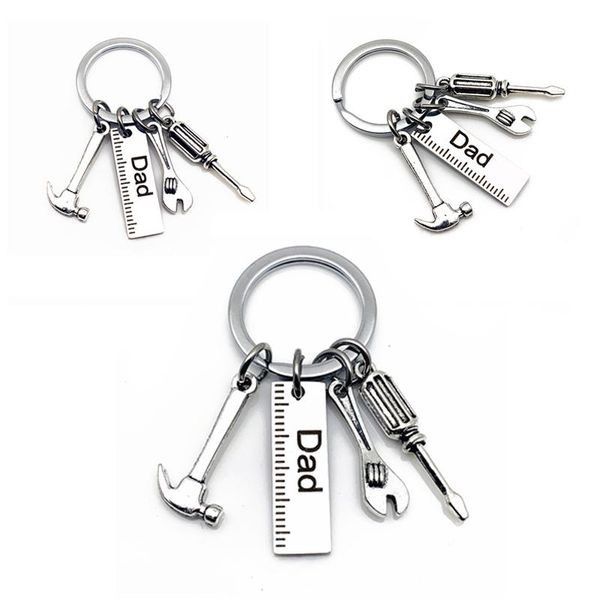 

keychains diy metal keychain dad hammer screwdriver wrench dad's tool father's day gift, Silver