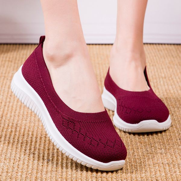 

shoe women casual light breathable summertime vulcanized mesh outdoors slide-in sock plus size shoes 89 hxrn, Black
