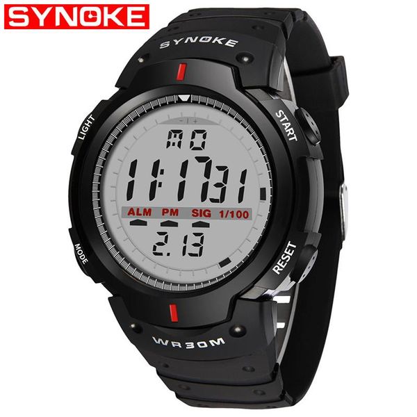 

wristwatches synoke ne men's wrist watches multifunctional 30m waterproof man sports digital watch outdoor large dial clock relogio mas, Slivery;brown