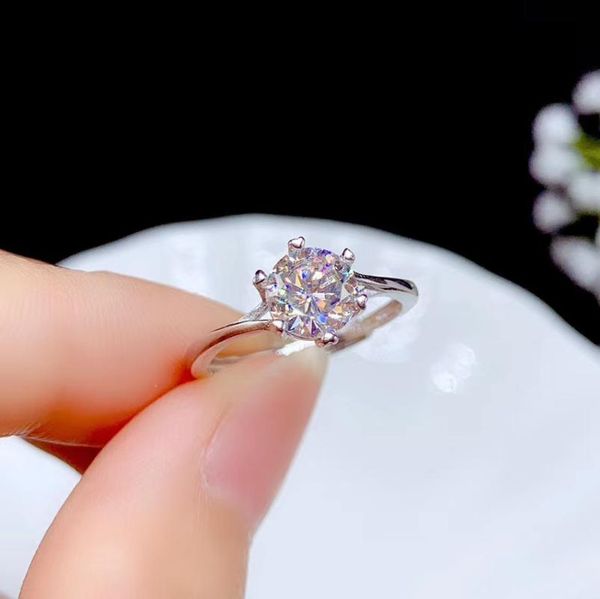 

cluster rings crackling moissanite gemstone ring for women jewelry engagement wedding real 925 silver birthday gift style, Golden;silver