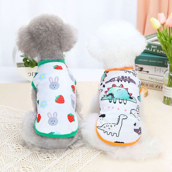 

spring and summer pet clothing dinosaur apple full print vest vip dog 5
