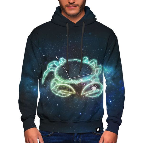 

scorpio design pattern men s 3d printing hoodie visual impact party punk gothic round neck american sweatshirt, Black