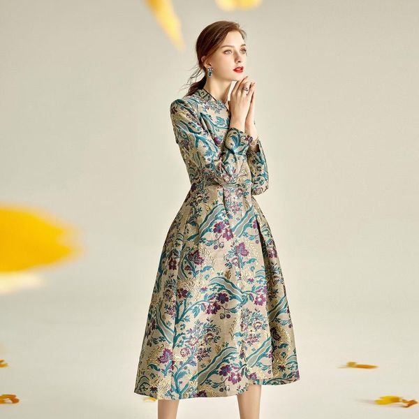 

women's trench coats 2021 fall arrival womens clothing , vintage high waisted floral dobby coat autumn spring woman, Tan;black
