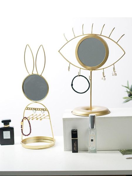 

mirrors ins nordic light makeup mirror deskvanity iron jewelry storage shelf hanging for home wall decoration