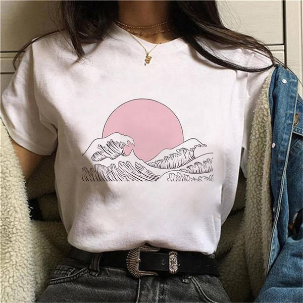 

beautiful sun printed and women mens t shirt 90s graphic harajuku tee cute short sleeve animal female tshirts, White;black