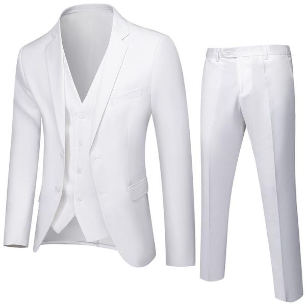 

men's suit three piece business leisure fashion solid color bridegroom wedding dress suits & blazers, White;black